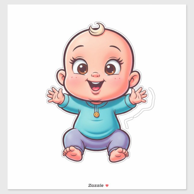 Sticker Happy Baby Cartoon (Feuille)