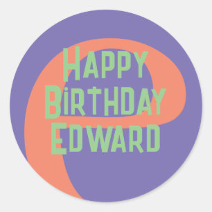 Sticker happy birthday purple coral mint