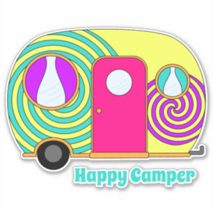 Sticker Happy camper coloré rv camper remorque tourbillonn