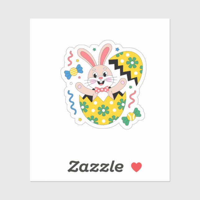 Sticker Happy Easter Party Bunny Popping Out  (Feuille)