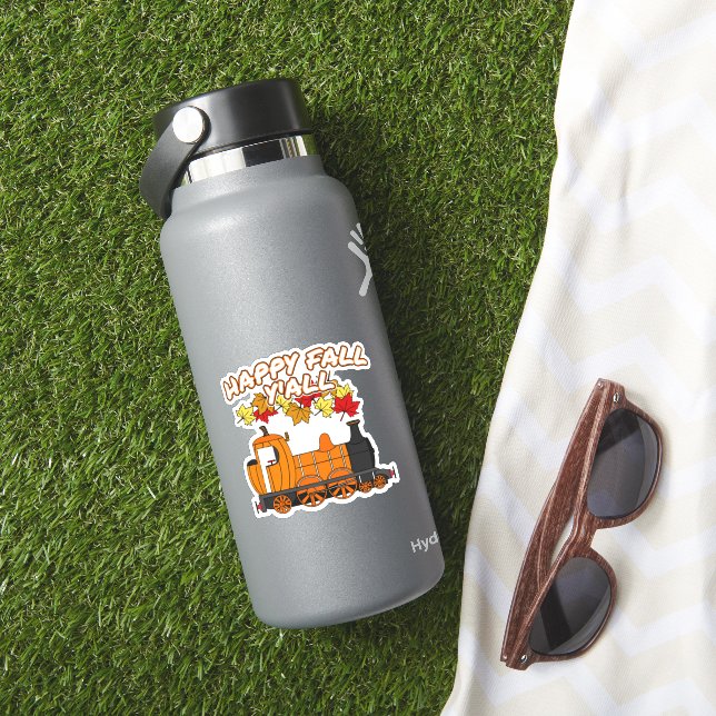 Sticker Happy Fall Y'All Train à vapeur Citrouille Railroa (HydroFlask Insitu)