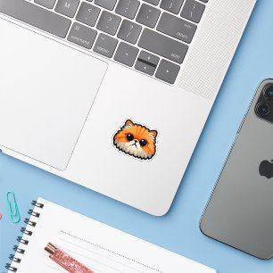 Sticker Happy Ginger Fluffy Cat - Visage mignon et amical