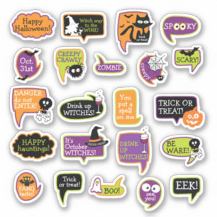 Sticker Happy Halloween Chat Fantôme Noir Chat