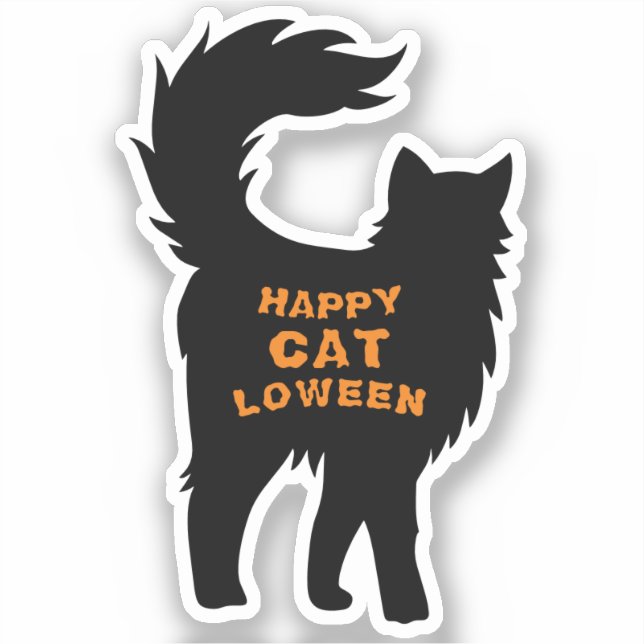 Sticker Happy Halloween Chat noir Catloween Vinyl minuscul (Recto)