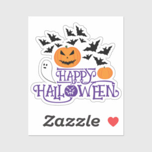 Sticker Happy Halloween fantôme citrouille chauve-souris t