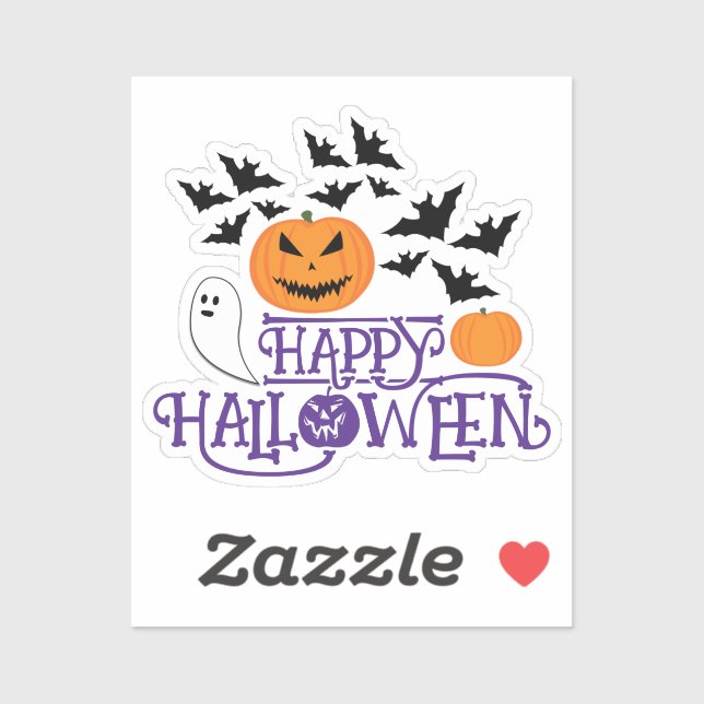 Sticker Happy Halloween fantôme citrouille chauve-souris t (Feuille)