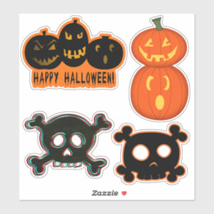 Sticker Happy Halloween Skullies Citrouilles Éffrayants