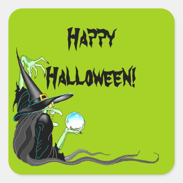 Sticker Happy Halloween Witch Crystal Ball Spooky (Front)