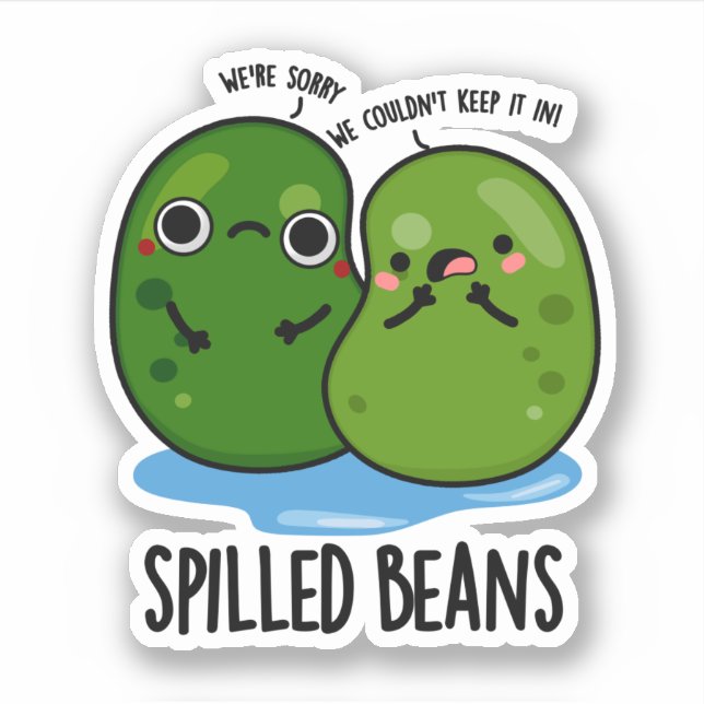 Sticker Haricots déversés Drôle Veggie Bean Pun (Devant)
