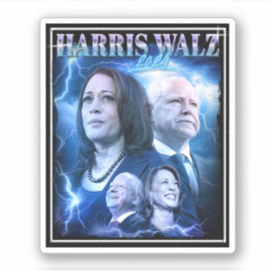 Sticker Harris Walz 2024 Retro 90s Style