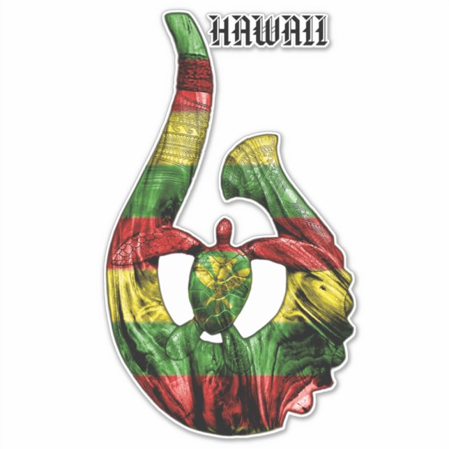 Sticker Hawaii Honu Tribal Hook Kanaka Maoli (Devant)