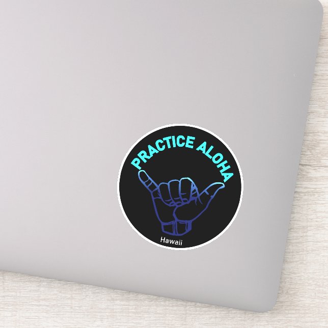 Sticker Hawaii Practice Aloha HIPacific Shaka (Hang lâche) (Détail)
