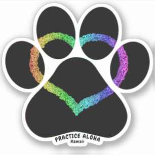 Sticker Hawaii Practice Aloha - Kitty Love Rainbow