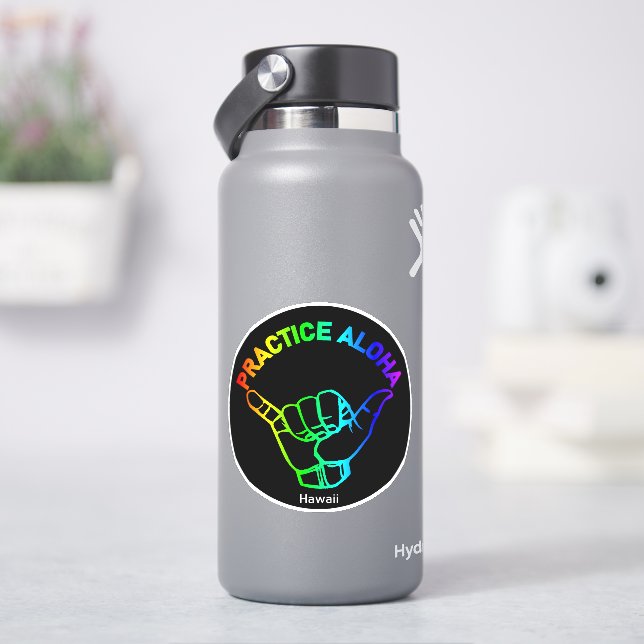 Sticker Hawaii Practice Aloha Rainbow Shaka (Hang lâche) (HydroFlask)