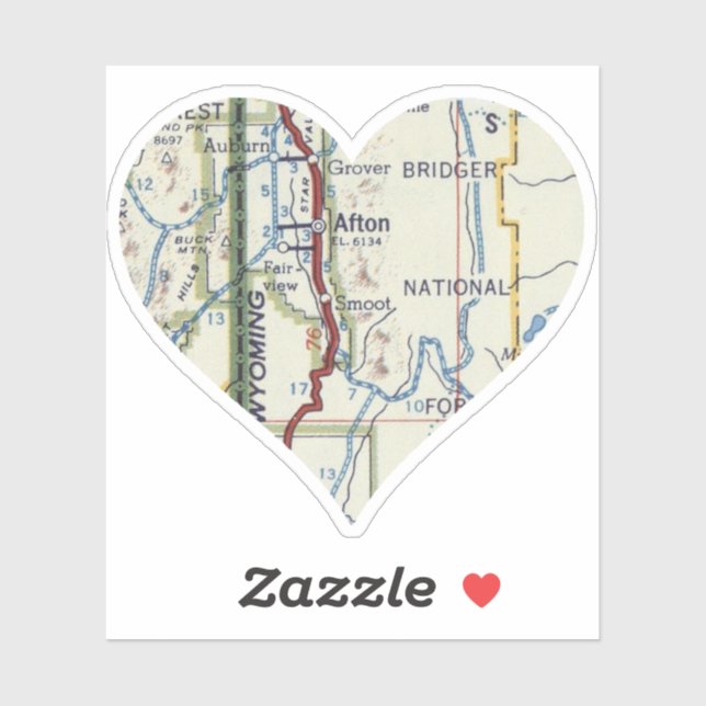 Sticker Heart Afton WY (Feuille)