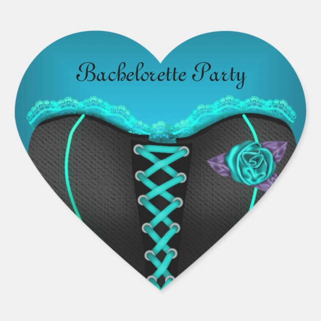 Sticker Heart Bachelorette Party Teal blue Corset (Front)