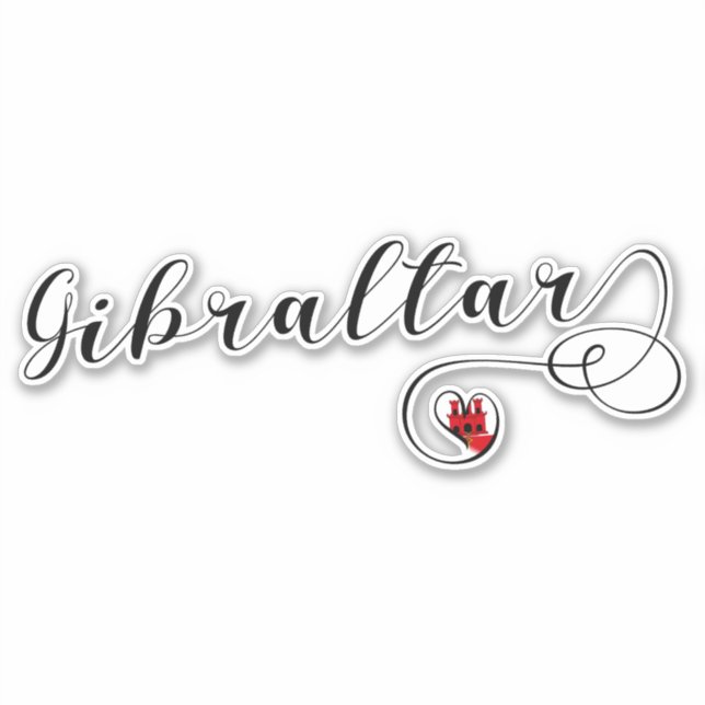 Sticker Heart Gibraltar Drapeau, I Love Gibraltar, Llanito (Devant)