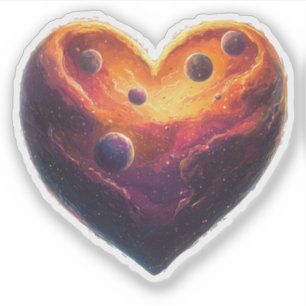 Sticker Heart Planet Saint Valentin
