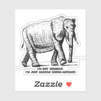 Sticker Heavy Cross-Hatched Elephant