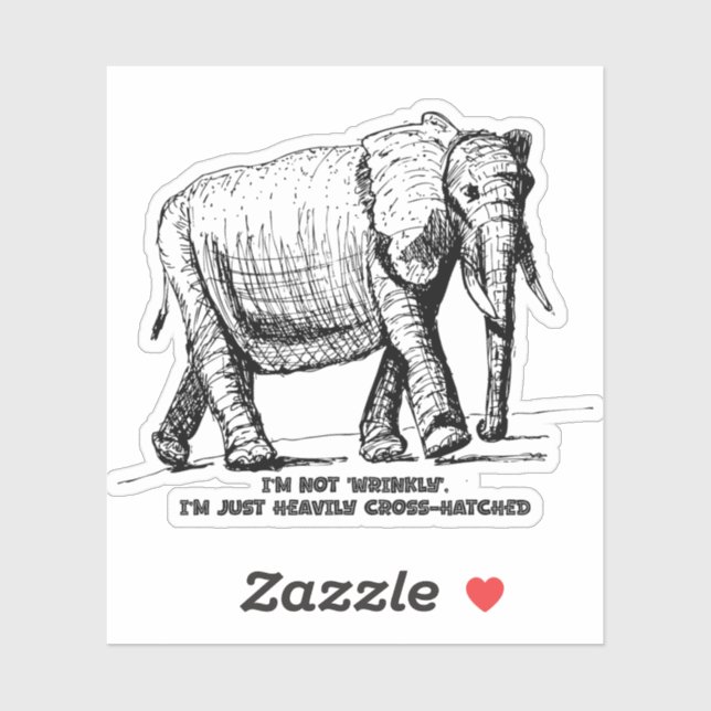 Sticker Heavy Cross-Hatched Elephant (Feuille)