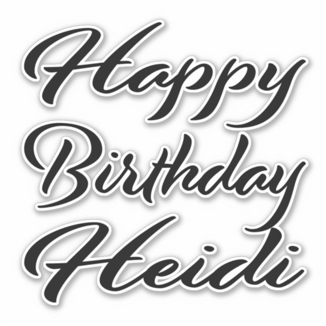Sticker Heidi Name Prénom Anniversaire de la Broderie noir (Devant)