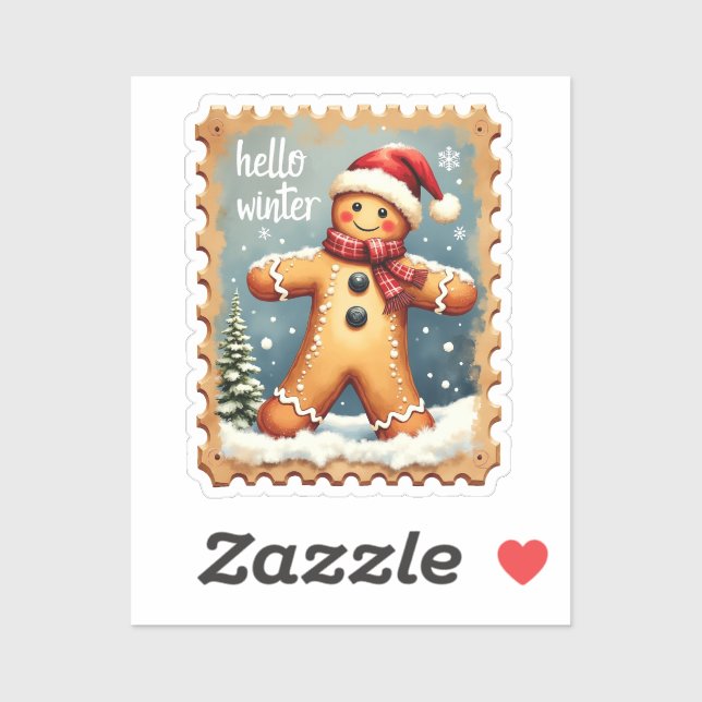 Sticker Hello Winter Gingerbread Timbre (Feuille)