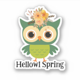 Sticker Hellowl Spring Cute Owl Hello Spring