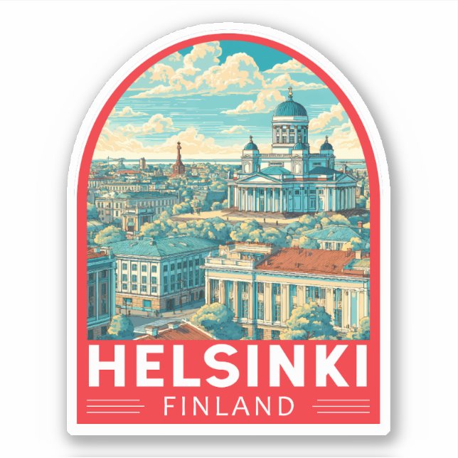 Sticker Helsinki Finland Travel Art Emblem (Devant)