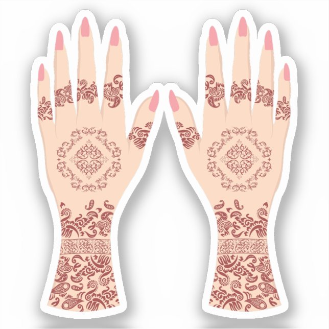 Sticker Henna Mehndi Hands Desi Arabe (Recto)