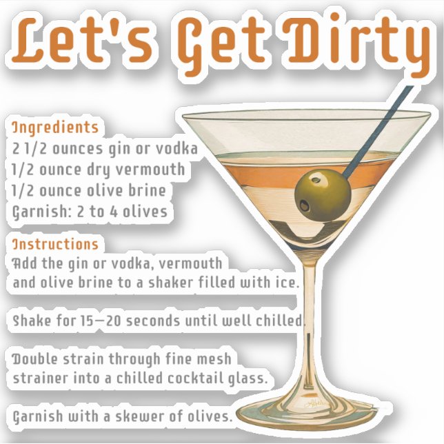 Sticker Heure de cocktail Obtenons une recette de martini  (Devant)