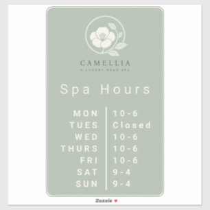 Sticker Heures d'ouverture de la boutique de spa personnal