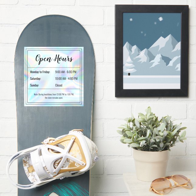 Sticker Heures ouvertes transparentes (Snowboard)