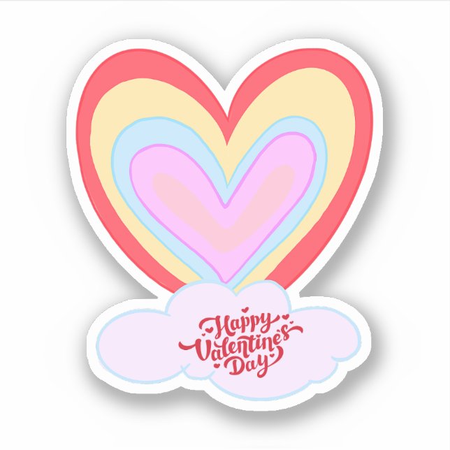Sticker Heureuse Sainte-Valentin au coeur rose mignon (Devant)