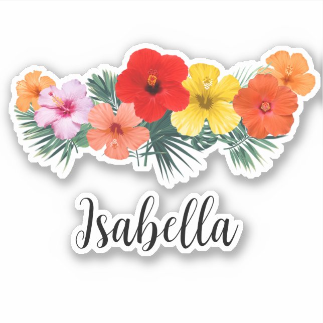 Sticker Hibiscus Decal Fleurs Hawaiiennes Tropical (Devant)