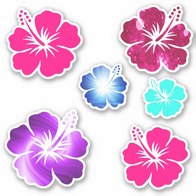 Sticker Hibiscus hawaïen Fleur Tropical Formé Art (Devant)