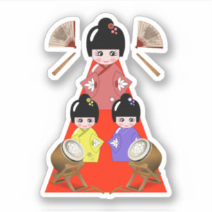 Sticker Hinamatsuri, poupée japonaise du Jour des Filles