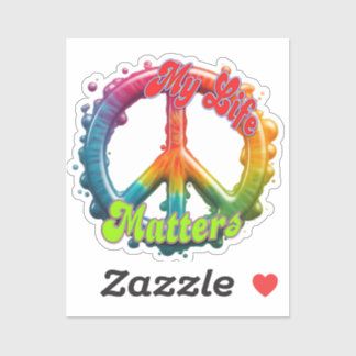 Sticker Hippie Amour Paix La Vie Compte Personnalisé 