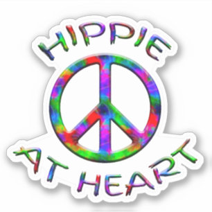 Sticker Hippie de signe de paix à la découpe colorée