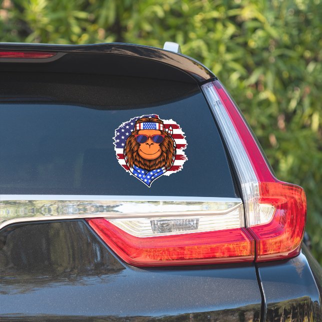 Sticker Hippie Patriotique Juillet 4 Bigfoot (Côté voiture)