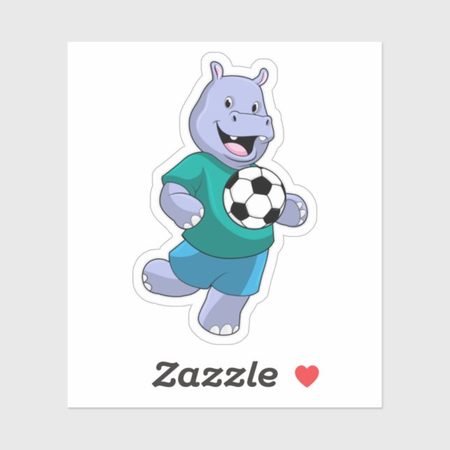 Sticker Hippo comme joueur de football avec Soccer (Feuille)