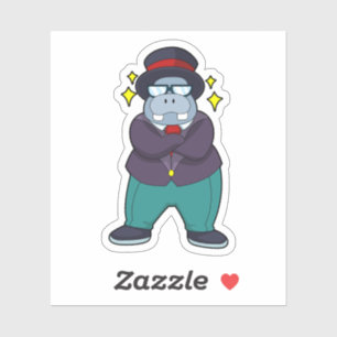 Sticker Hippo en forme de groom avec Suit.PNG