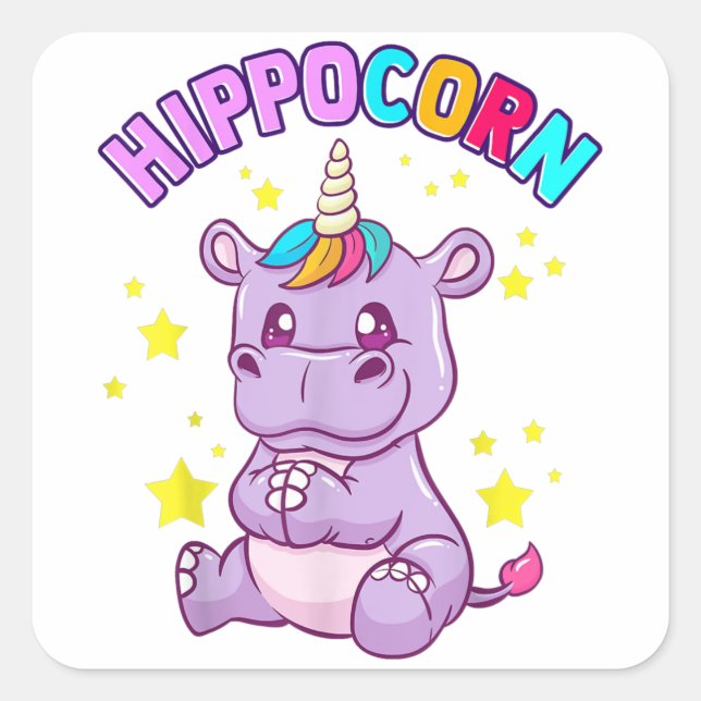 Sticker Hippo Lucky - Idée cadeau mignonne (Devant)