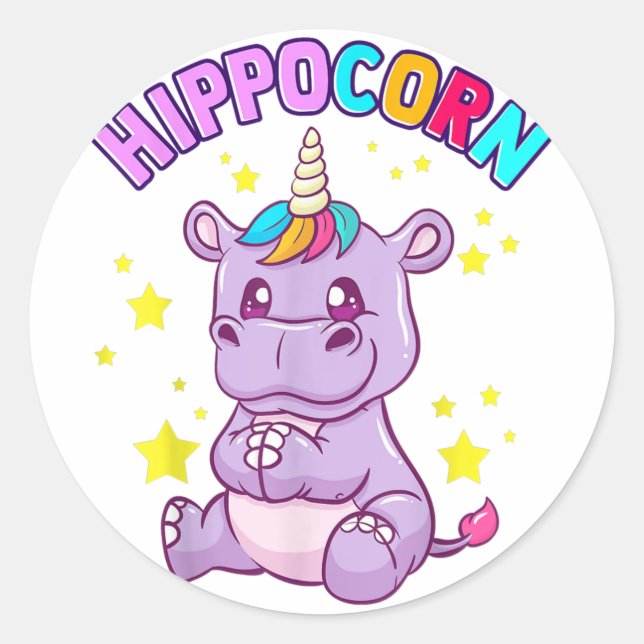 Sticker Hippo Lucky - Idée cadeau mignonne (Devant)