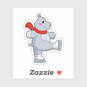 Sticker Hippo Patinage sur glace Patins sur glace