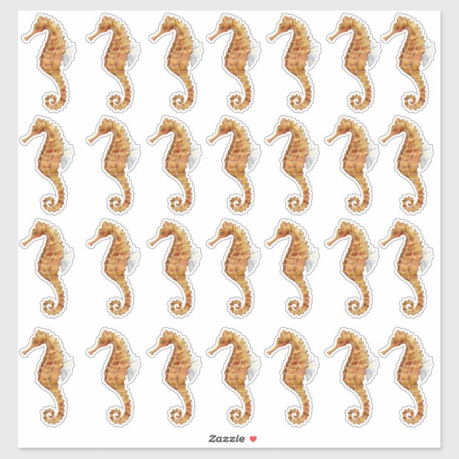 Sticker Hippocampe 28 Aquarelle Peint Transparent (Feuille)