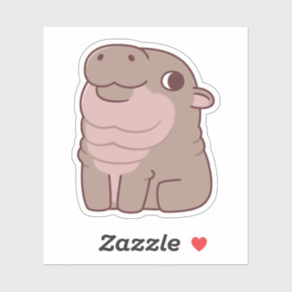 Sticker Hippopotame pygmée assis mignon