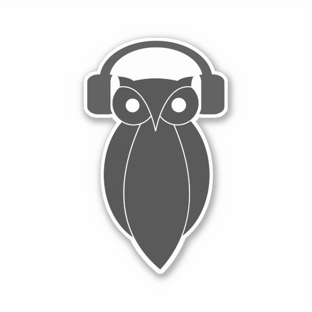Sticker Hipster Owl cool avec casque (Devant)