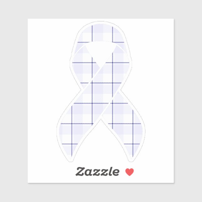 Sticker Hodgkin's Lymphoma Awareness Plaid Lavender Ribbon (Feuille)