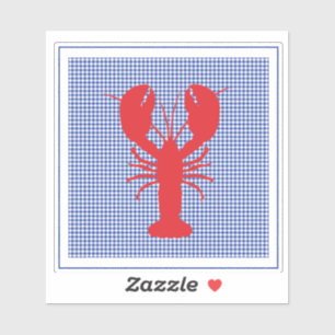 Sticker homard rouge bleu blanc en vichy plage preppy fun