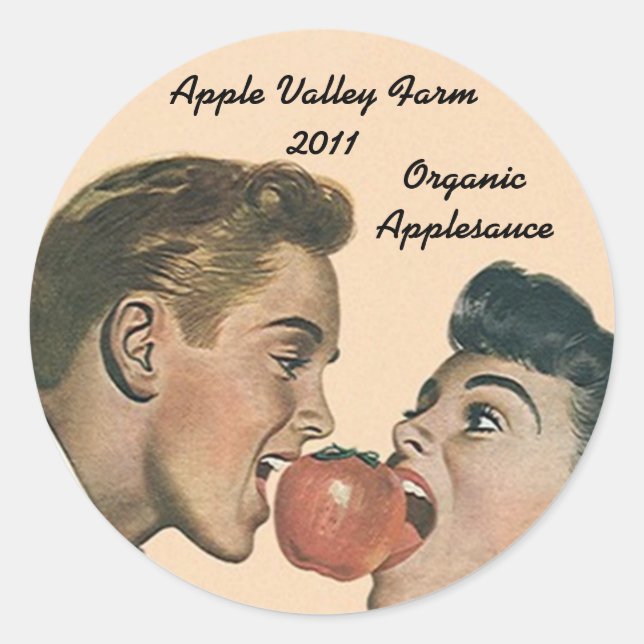 Sticker Home Canning Jar Apple Applesauce Retro (Front)